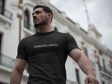 Load image into Gallery viewer, Deadlifts and Coffee Unisex Black Tee